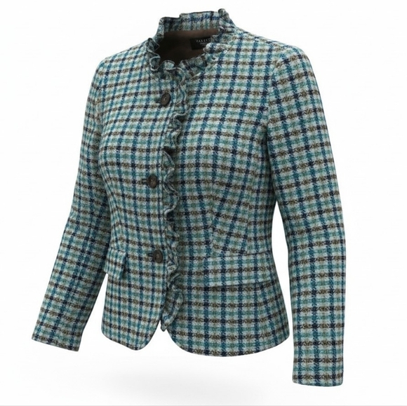 Talbots Jackets & Blazers - Sz 2P Talbots Wool Blazer Windowpane Plaid Tweed Check Preppy Elbow Patch